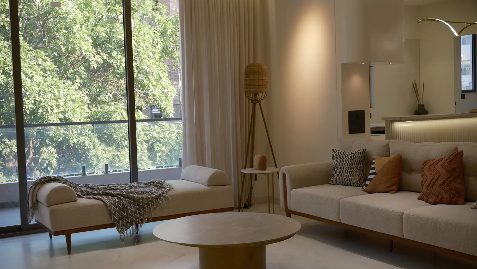 Luxury living room interior at Pooja Vertex Mahatma Nagar Nashik